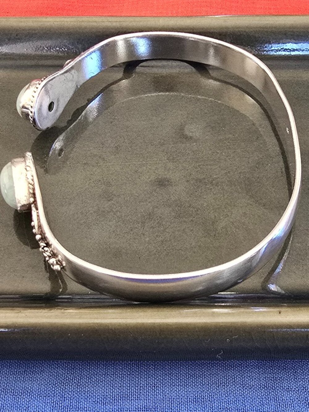 925 Sterling Silver Amazonite Cuff Bangle Bracelet | Boho Artisan - Picture 10 of 13